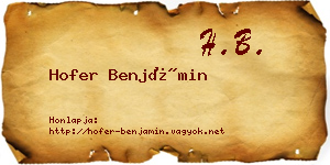 Hofer Benjámin névjegykártya