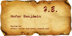 Hofer Benjámin névjegykártya